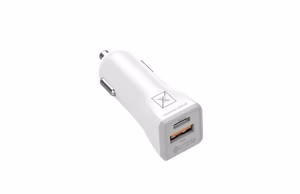 Auto lādētājs MX KAPPA 18W PD+QC, USB-A+C + C/C kabelis 20W PD, balts