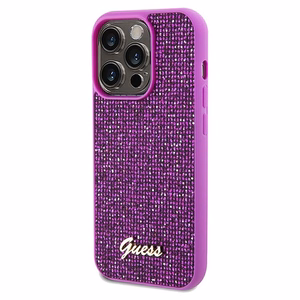 Guess Disco Metal Script viedtālruņa apvalks iPhone 14 Pro - fuksija