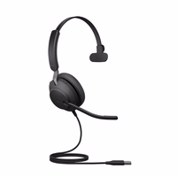 Jabra Evolve2 40 MS Mono USB-A - wired over-ear headphones, melns
