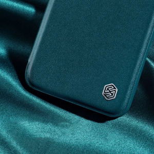 Nillkin Qin auduma apvalks iPhone 14 Plus ar kameras vāciņu un maciņu zils