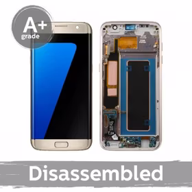 LCD displejs saderīgs ar Samsung G935 S7 Edge ar rāmi / Rozā zeltains / (10/10 Used)