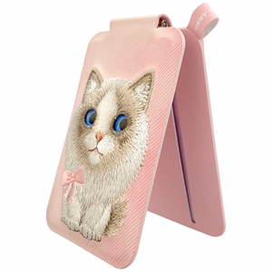 Nimmy New Big-Eye Cute Pets 2.0 Cat MagSafe magnētiskais karšu maciņš tālrunim ar statīvu – rozā