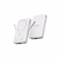 Tech-Protect LifeMag PB31 portatīvais lādētājs ar MagSafe 10000mAh 15W USB-C / USB-A / iebūvētu USB-C / Lightning kabeļiem - balta
