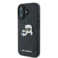 Karl Lagerfeld Monogramma Karl un Choupette Galvas Piespraude iPhone 16 Viedtālruņa Apvalks - Melns