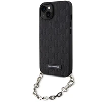 Karl Lagerfeld KLHCP14SSACKLHPK iPhone 14 6.1" melns melns Kietais vāciņš Saffiano Monogrāma Ķēde