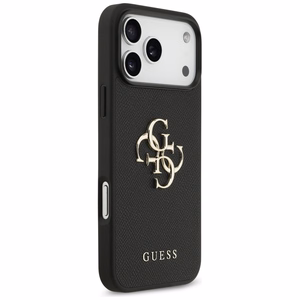 Guess Graudains Liels 4G un Klasiskais Logotips viedtālruņa apvalks iPhone 17 Pro Max - melns