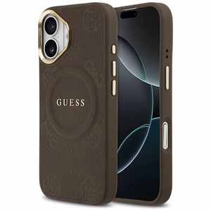 GUESS viedtālruņa apvalks IPHONE 17, saderīgs ar MagSafe GUHMP17SPSAMSECW (PU W/ Peony Hot Stamp) brūns