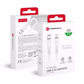 FORCELL F-ENERGY C346 kabelis Type C uz Lightning PD 3A 27W Silicone 1 m balts