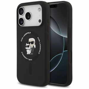 Karl Lagerfeld Silikona Karl&Choupette Gredzena Magnētiskais viedtālruņa apvalks iPhone 17 Pro Max - melna
