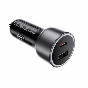 Acefast B21 75 W USB-C + USB-A auto lādētājs, melns