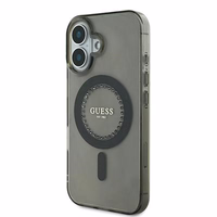 Guess IML Rhinestones Magnētiskais viedtālruņa apvalks iPhone 16 Plus - melns