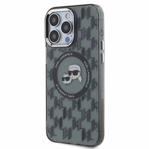 Karl Lagerfeld IML Monogramma Karl & Choupette Galva Magnētiskais Viedtālruņa apvalks iPhone 15 Pro - melns