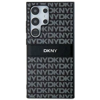 DKNY ādas Mono Stripe un Metal Logo viedtālruņa apvalks Samsung Galaxy S24 Ultra - melns