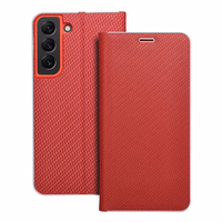 Viedtālruņa apvalks LUNA Book Carbon priekš SAMSUNG S22 sarkans