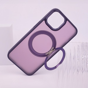 Viedtālruņa apvalks Mag Ring ar rotējošu gredzenu iPhone 15 Pro 6,1" violets