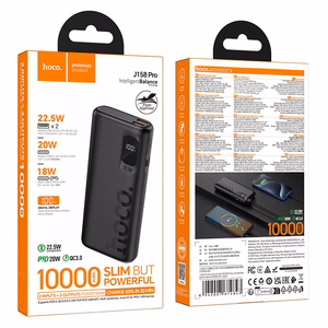 Portatīvais lādētājs Hoco 10000 mAh QC PD 2A 22,5W J158 Pro melns