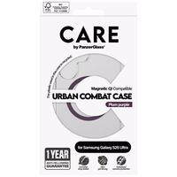 CARE by PanzerGlass Flagship Urban Combat Purple QI viedtālruņa apvalks Samsung Galaxy S25 Ultra - caurspīdīgs