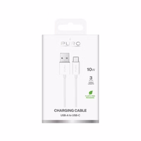 Puro TPE 10W USB-A - USB-C 3m kabelis - balts