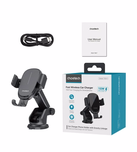 Auto lādētāja turētājs Choetech T203-F 15W Gravity Car Charger Holder Holder melns