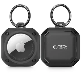 Tech-Protect Rough Pro apvalks Apple AirTag ar gredzenu - melns