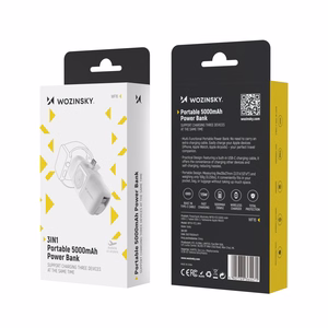 Wozinsky WF16-YCS 5000mAh 15W USB-C мини внешний аккумулятор со встроенным кабелем USB-C и зарядкой Apple Watch - Белый