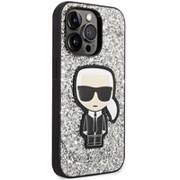 Karl Lagerfeld KLHCP14XGFKPG iPhone 14 Pro Max 6.7 "cietais apvalks sudraba / sudraba Mirdzošās Pārslas Ikonik