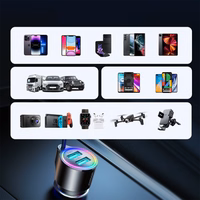 Auto lādētājs Joyroom "JR-CL25" Melns 17W (2xQC3.0 / ar LED Lighting) + "Lightning" kabelis 150cm