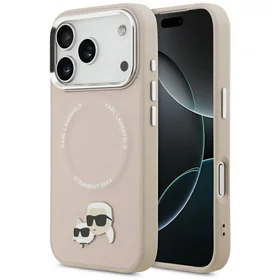 Karl Lagerfeld Karl & Choupette Pins MagSafe apvalks viedtālrunim iPhone 17 Pro - rozā