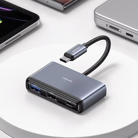 USAMS adapteris HUB 4w1 2xUSB 2.0/USB 3.0/ USB-C tumši pelēks SJ627HUB01 (US-SJ627)