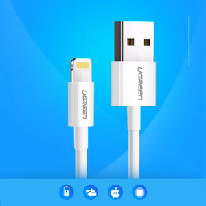 USB kabelis Ugreen US155 MFi USB to Lightning 2.4A 1.0m balts