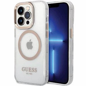 Guess metāla kontūra magnētiskais viedtālruņa apvalks iPhone 15 Pro - zelta