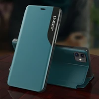 Eco Leather View Case elegants grāmatas tipa viedtālruņa apvalks ar statīvu iPhone 13 Pro Max sarkans