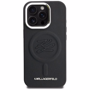 Karl Lagerfeld Initial & Metal Logo MagSafe Case for iPhone 16 Pro - Black