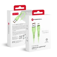 FORCELL F-ENERGY C343 kabelis USB A uz Lightning 2,4A 12W Silicone 1 m zaļš