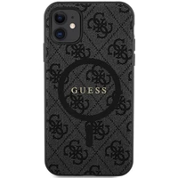 Guess GUHMN61G4GFRK iPhone 11 6.1" XR melns kvetasis apvalks 4G Kolekcija Ādas Metāla Logo MagSafe - melns