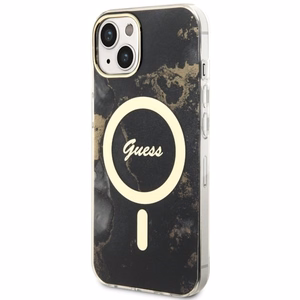 Guess GUHMP14MHTMRSK iPhone 14 Plus 6.7" Viedtālruņa apvalks melns/melns zelta marmora Magnētiskais