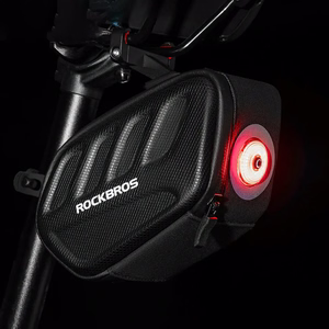 Rockbros C61 velosipēda sēdekļa soma ar viedo aizmugurējo lukturi 0.45L - melna