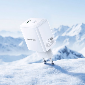 Borofone Wall charger BN30 Cargador GaN - USB + Type C - QC 3.0 PD 45W white