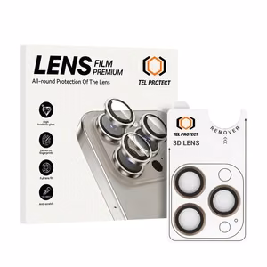 Grūdinātais stikls Tel Protect 3D objektīva aizsargstikls uz kameru iPhone 15 Pro/15 Pro Max titāna krāsa (lēcas 3 gab.)
