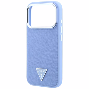 Guess Grained Triangle Logo vāciņš modelim iPhone 18 Pro / 17 Pro, saderīgs ar MagSafe – zils