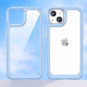 Outer Space viedtālruņa apvalks iPhone 14 Plus ciets vāciņš ar gēla rāmi zils