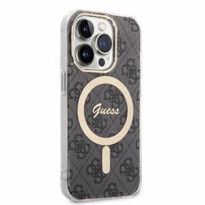 Guess GUBPP14LH4EACSK 4G Print MagSafe vāciņa un lādētāja komplekts iPhone 14 Pro 6.1", melns