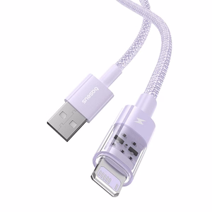 Baseus Gem USB-A uz Lightning 2.4A ātras uzlādes kabelis 1 m, violets