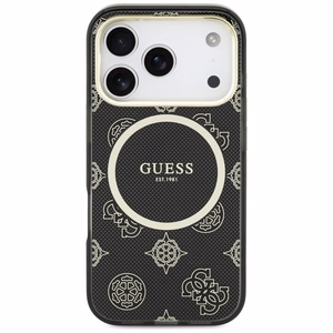 Guess IML Peony Dot MagSafe Maciņš for iPhone 17 Pro - melns