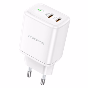 Borofone Sienas lādētājs BN9 Reacher - 2xType C - QC 3.0 PD 35W balts