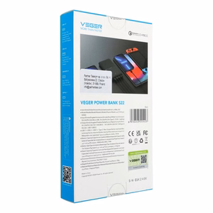 Portatīvais lādētājs VEGER 20000 mAh PD QC3.0 3A 20W S22 (W2060) melns