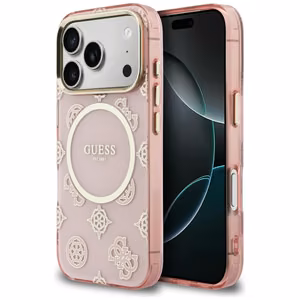 Guess IML Peony Dot MagSafe maciņš for iPhone 17 Pro - rozā