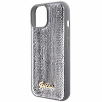 Guess Sequin Script Metal viedtālruņa apvalks iPhone 15 - sudraba