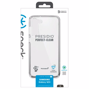 Speck Presidio Perfect-Clear vāciņš ierīcei Samsung Galaxy S23+, ar Microban pretmikrobu aizsardzību, caurspīdīgs