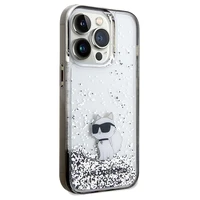 Karl Lagerfeld Liquid Glitter Choupette viedtālruņa apvalks iPhone 14 Pro - caurspīdīgs